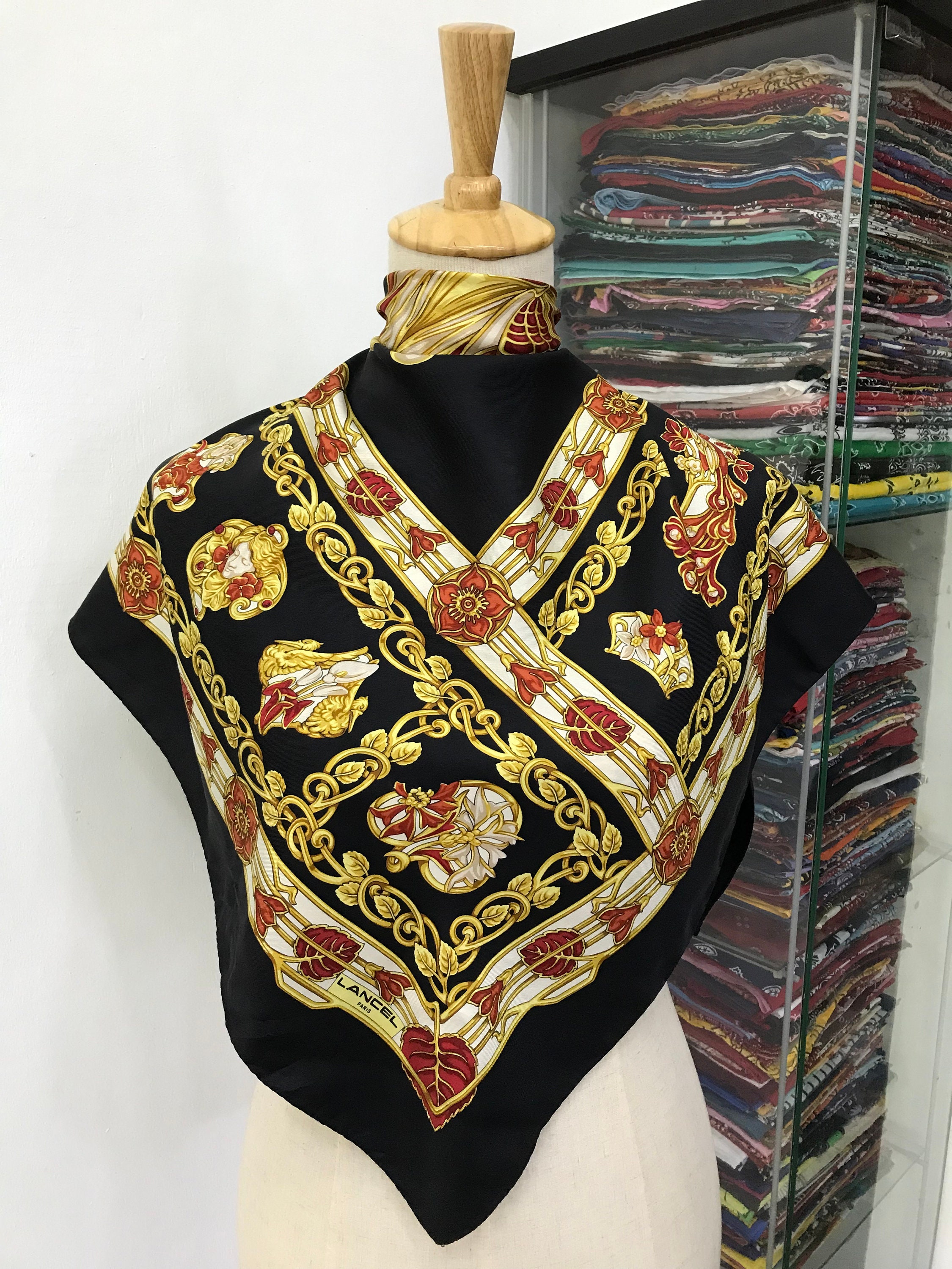 Vintage Lancel Silk Scarf Lancel Square Scarf Vintage Lancel Silk