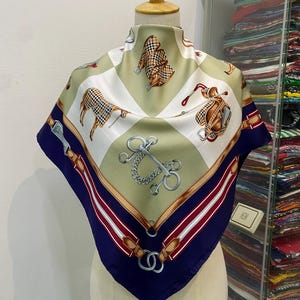 Vintage Burberry Silk Scarf, Burberry Silk Muffler, Vintage Burberry Neckerchief, Burberry Silk Muffler, Vintage Burberry Shawl