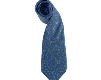 Vintage Hermès Paris Silk Tie 5044 PA, Authentic Hermès Neck Tie, Floral Pattern Necktie, Geometric Pattern Necktie