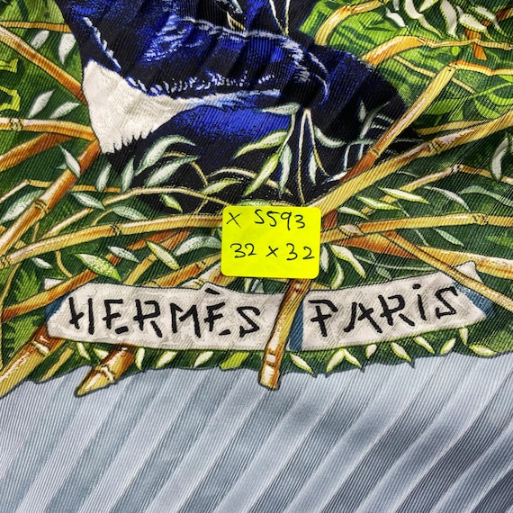 Vintage Hermes Sichuan Pleated Silk Scarf, Hermes Blue Scarf, Pink