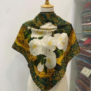Vintage Chanel Silk Scarf , Chanel Silk Muffler, Vintage Chanel Shawl, Chanel Silk Neckerchief, Vintage Chanel Scarf, Chanel Paris Scarf