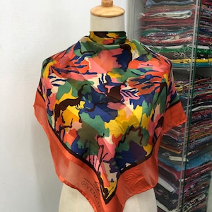 Vintage Givenchy Silk Scarf Givenchy Neck Scarf Givenchy Silk Muffler Givenchy Big Logo Givenchy Neck Warmer Givenchy Silk Shawl