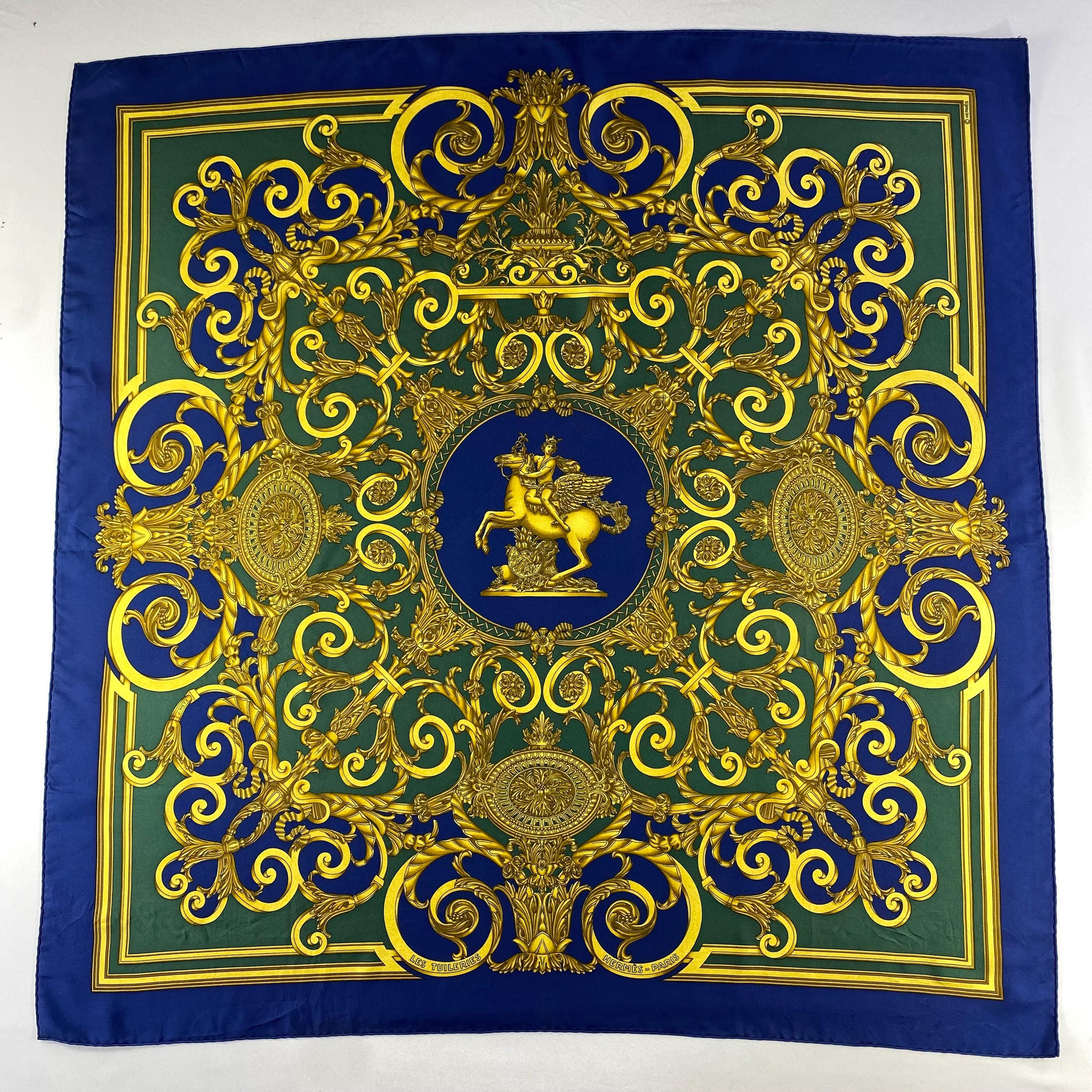 Vintage Hermes Silk Scarf Les Tuileries by Joachim Metz Hermes