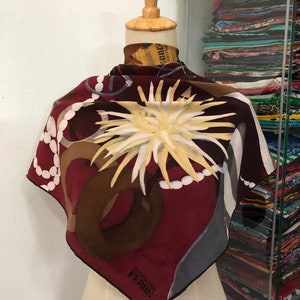 Vintage Gianfranco Ferre Silk Scarf Neckerchief Neckwear Muffler Ribbon Bandana Foulard Square Scarf Head Band