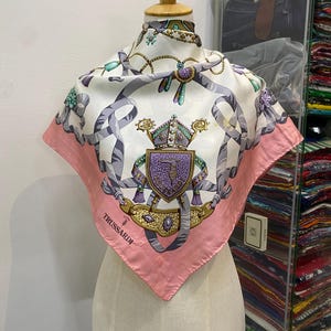 Vintage Trussardi Scarf, Twill Silk Scarf, Vintage Silk Muffler, Vintage Neck Scarf, Vintage Neck Accessories, Vintage Italian Silk Scarf,