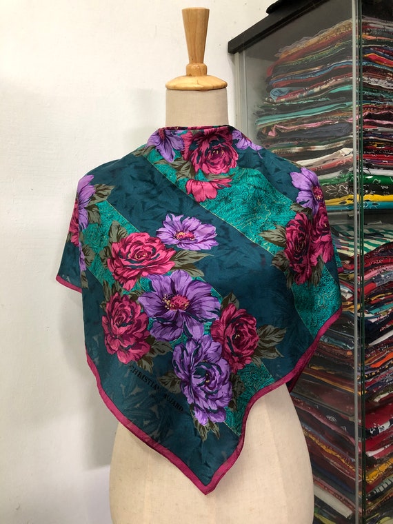 Vintage Christian Aujard Silk Scarf, Twill Silk Scarf, Vintage  