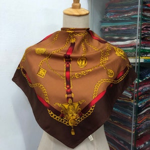 Vintage Silk Scarf, Twill Silk Scarf, Vintage Silk Muffler, Vintage Neck Scarf, Vintage Neck Accessories, Vintage Italian Silk Scarf,