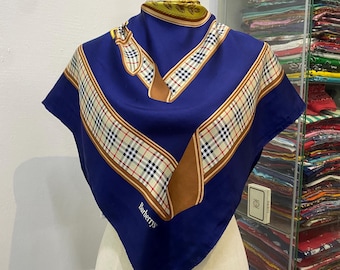 Vintage Burberry Silk Scarf Neckerchief Neckwear Muffler Ribbon
