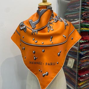Vintage Hermes Vif Argent Orangle Silk Scarf Hermes Dimitri Rybaltchenko Square Scarf Vintage Hermes Silk Scarf Hermes Scarf Vintage Hermes