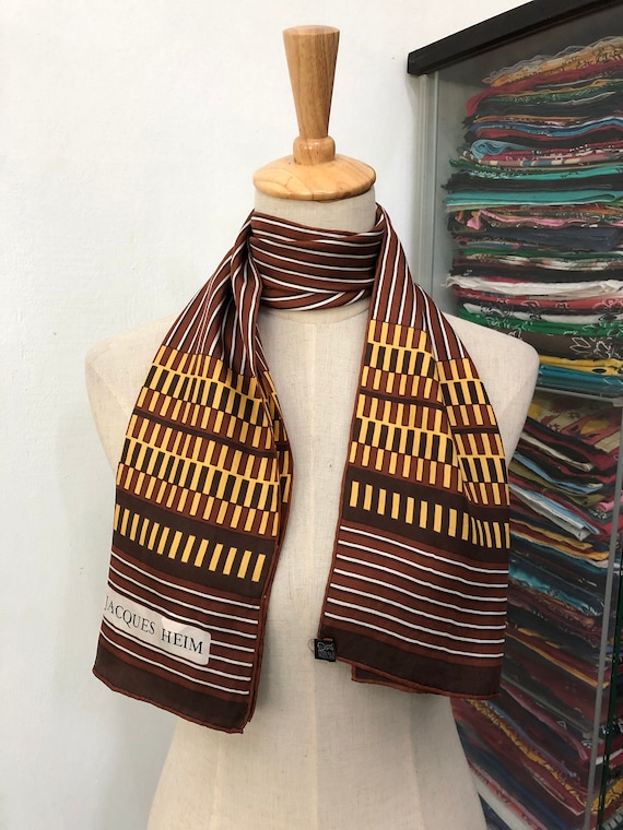 Vintage Jacques Heim Silk Scarf , Vintage Silk Muffler , Vintage