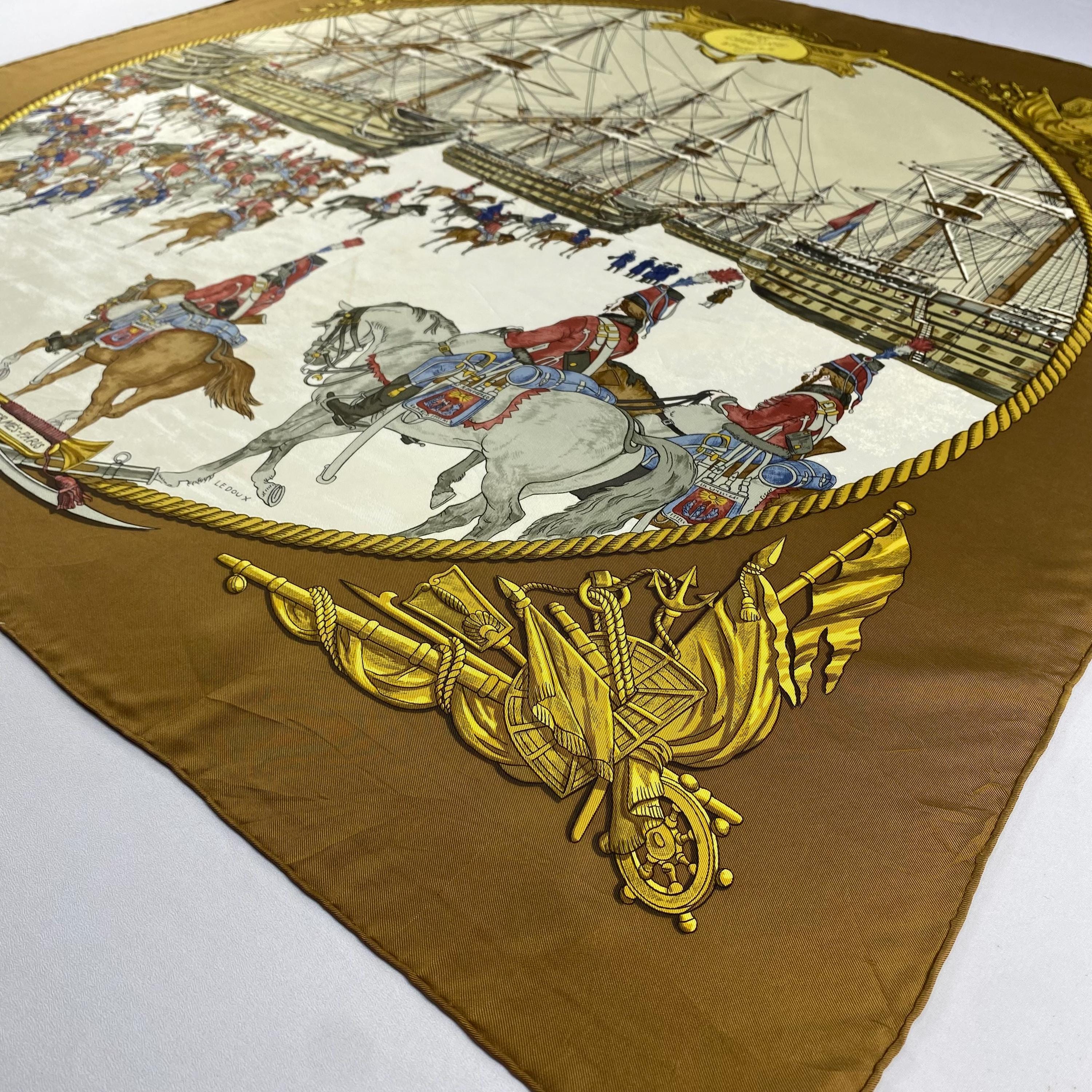 Vintage Hermès Marine Et Cavalerie Silk Scarf Hermes Silk Muffler