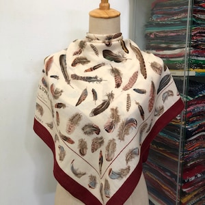 Vintage Cashmere Hermès Plumes per Henri de Linarès Cashmere Scarf Hermes Square Scarf Vintage Hermes Soie Scarf Hermes Square Scarf Hermes