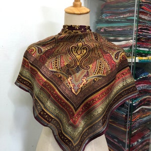 Vintage Silk Scarf, Twill Silk Scarf, Vintage Silk Muffler, Vintage Neck Scarf, Vintage Neck Accessories, Vintage Italian Silk Scarf,
