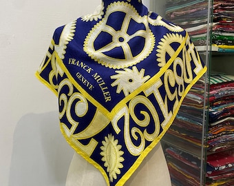 Vintage Franck Muller Silk Scarf,  Vintage Silk Muffler, Vintage Neck Scarf, Vintage Neck Accessories, Vintage Italian Silk Scarf,