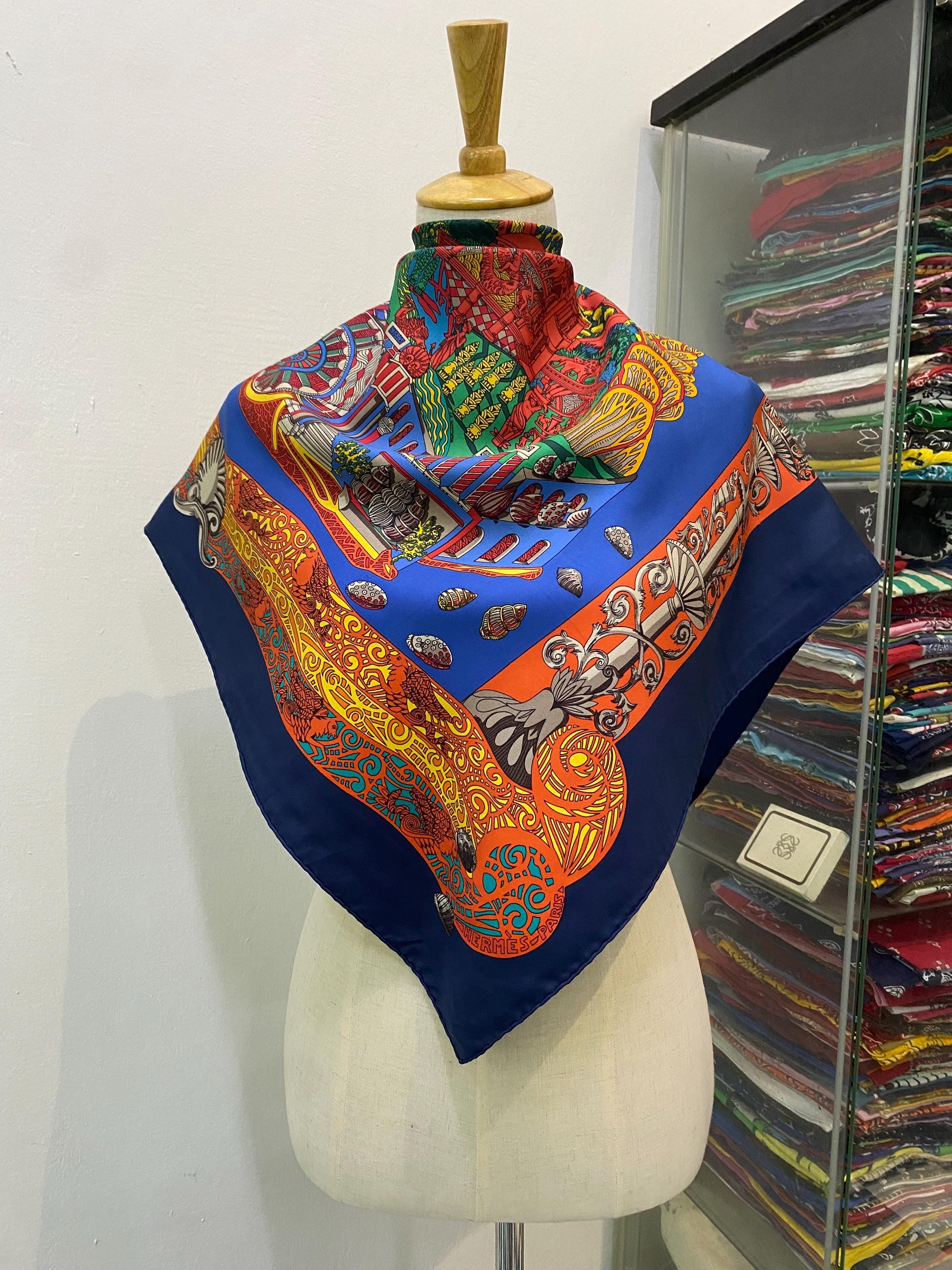 Vintage Hermès L'atlantide Silk Scarf Hermes Square Scarf Vintage