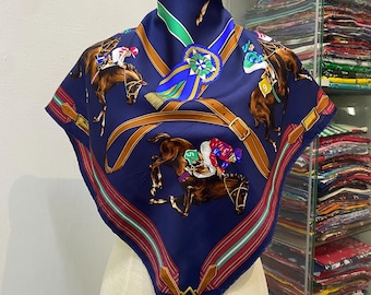 Vintage Longchamp Silk Scarf Neckerchief Neckwear Muffler Ribbon Bandana Foulard Square Scarf Head Band