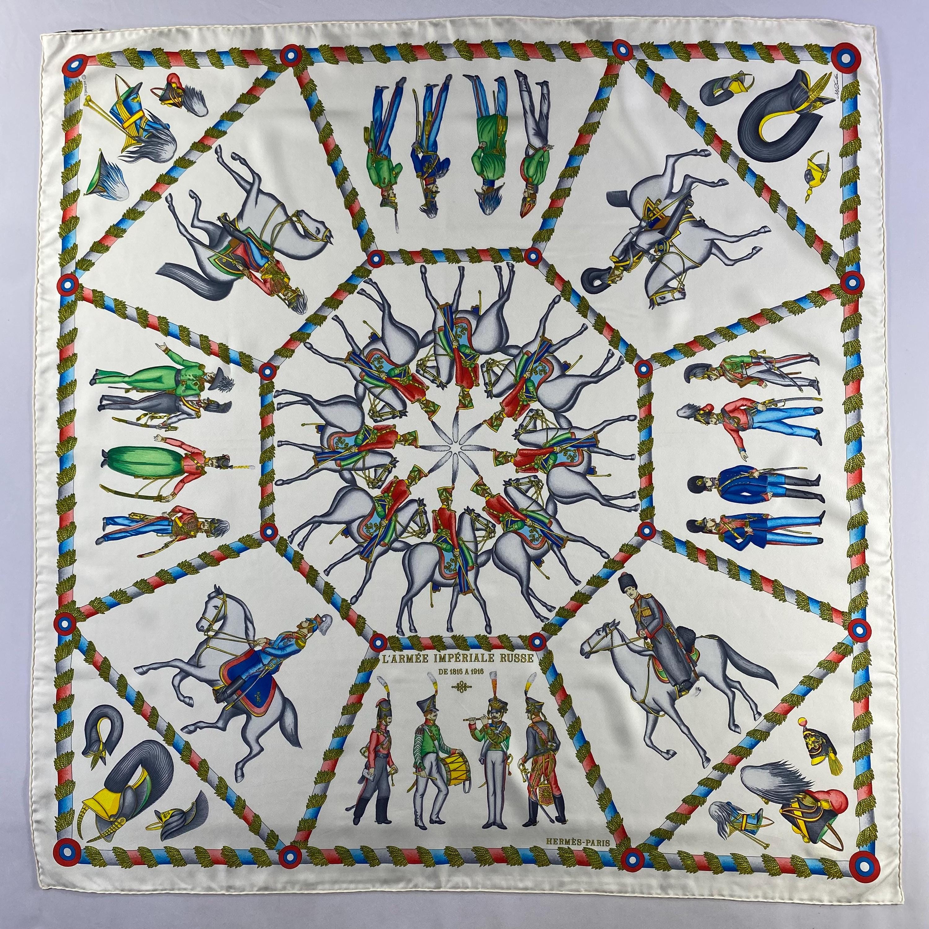 Vintage Hermes L'armee Imperiale Russe Silk Scarf Hermes 34x34