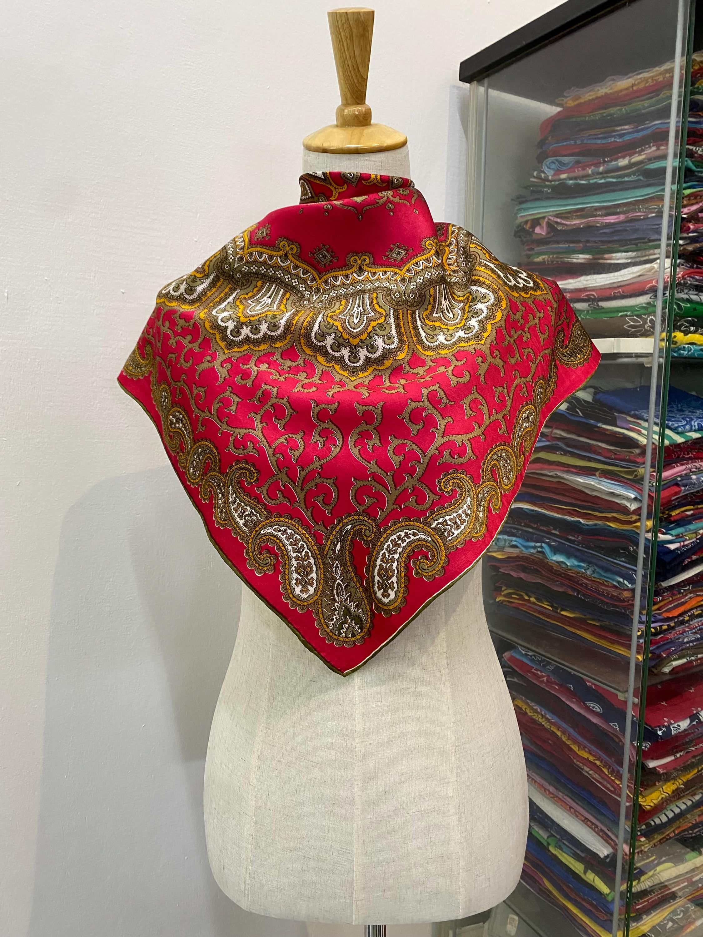 Vintage Silk Scarf, Vintage Silk Neck Scarf, Vintage 80s