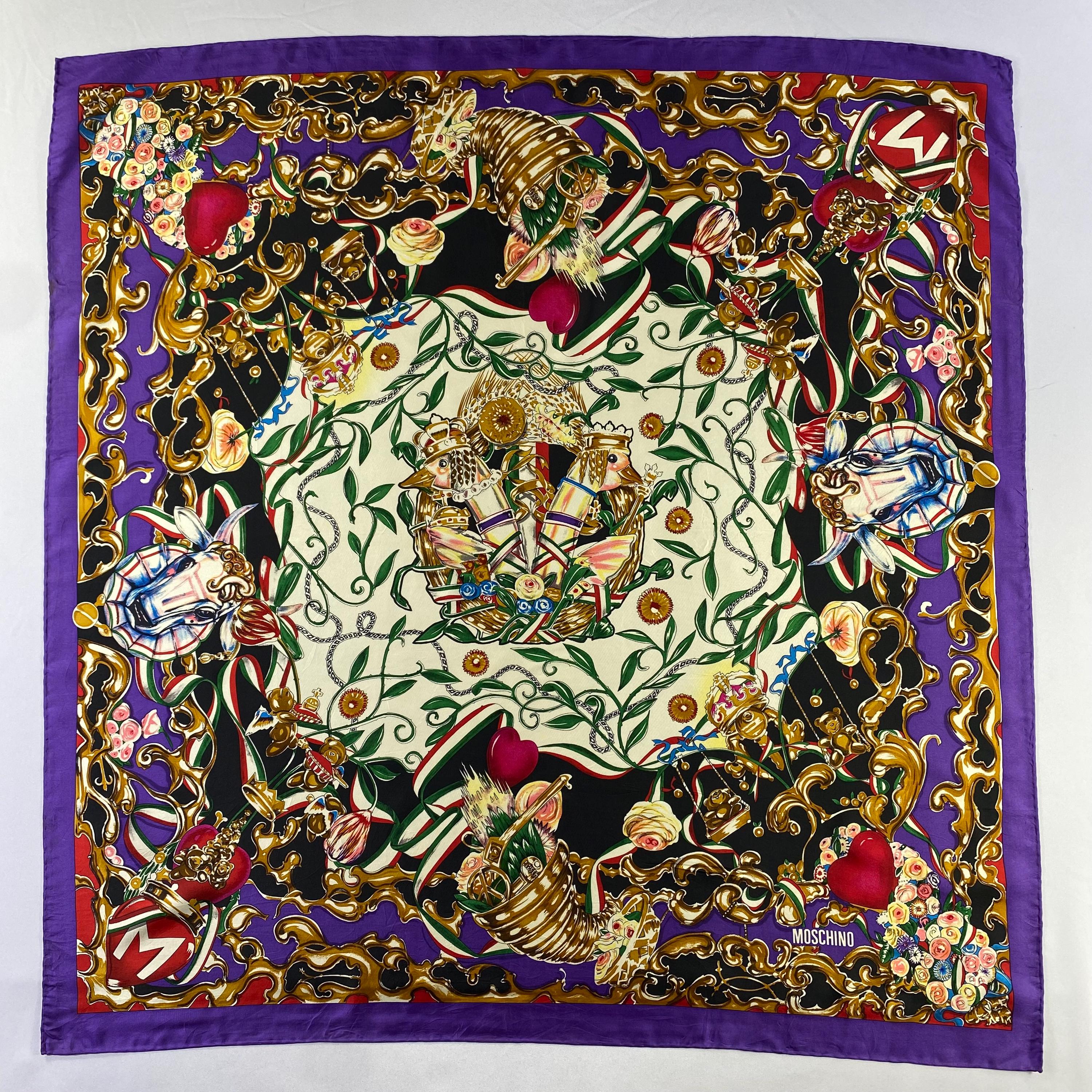 Vintage Moschino Silk Scarf Moschino Silk Muffler Vintage