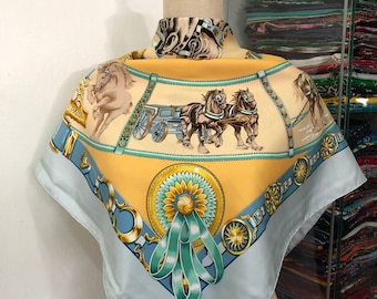 Vintage Hermes Chevaux De Trait Silk Scarf Hermes 34x34 Hermes Silk Scarf Hermes Chevaux De Trait Scarf Hermes Square Scarf Hermes Scarf