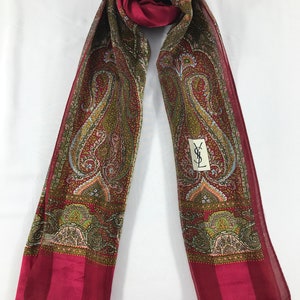 Vintage Yves Saint Laurent Silk Scarf Yves Saint Laurent Silk Muffler Yves Saint Laurent Silk Neck Scarf Yves Saint Laurent Silk Neck Warmer