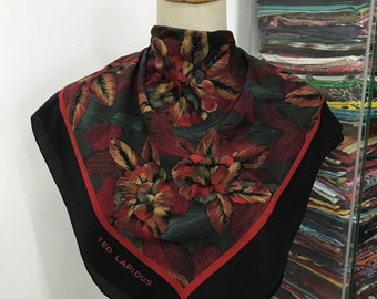 Szal jedwabny vintage Ted Lapidus, szalik jedwabny vintage, szalik jedwabny vintage z lat 80., klasyczny szalik jedwabny vintage, szal vintage z lat 80.