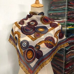 Vintage Fendi Silk Scarf, Fendi Silk Muffler, Vintage Fendi Silk Neckwear, Fendi Silk Neckerchief, Fendi Scarf, Fendi Roma Scarf