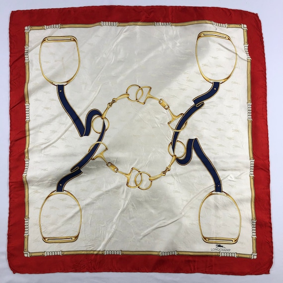 Vintage Longchamp Silk Scarf Neckerchief Neckwear… - image 2