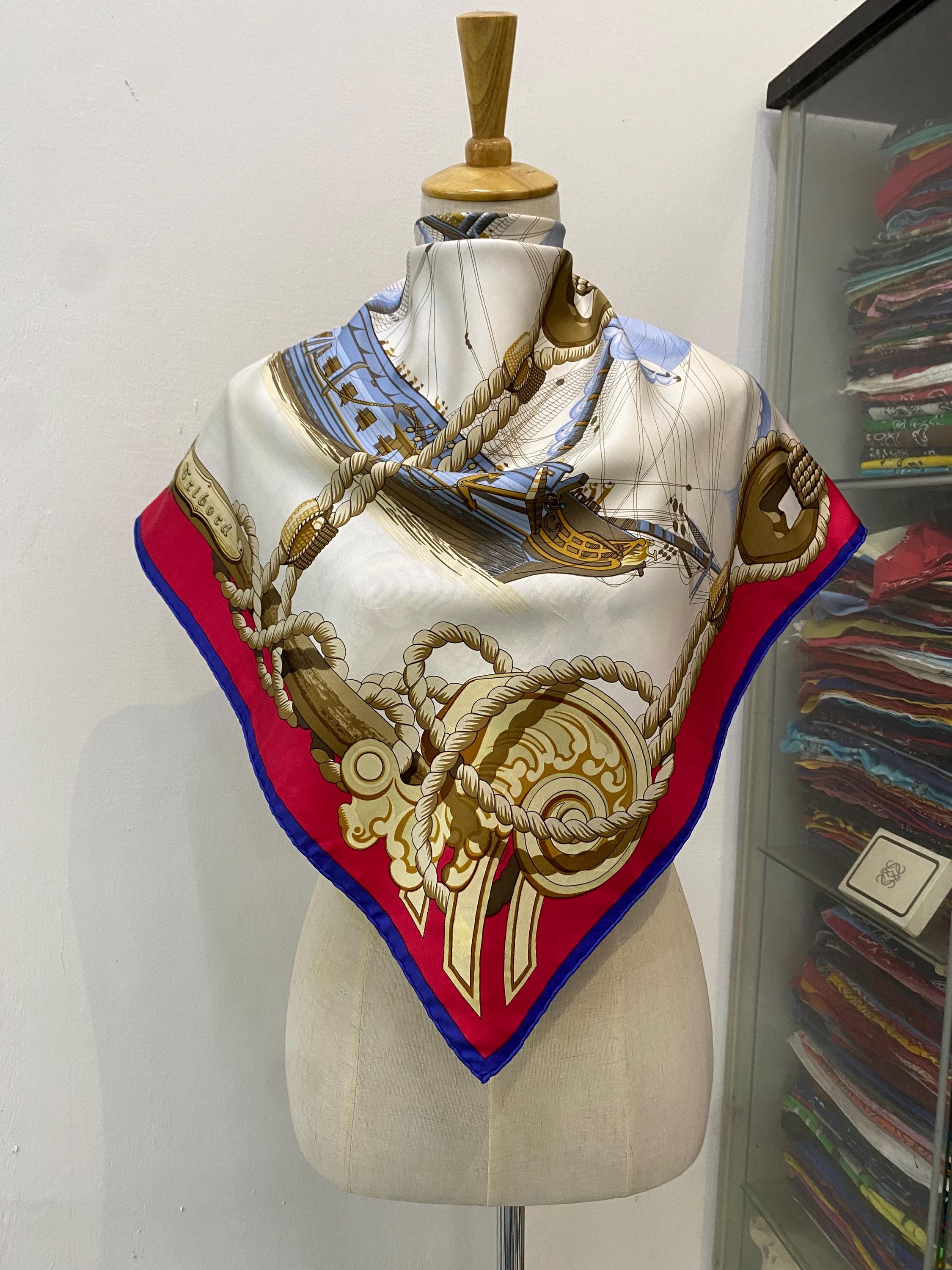 Hermes’ ビンテージスカーフ Tribord Sailing Boat柄 Hermes Tribord Silk Scarf 90 - Consigned Designs