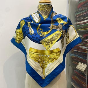 Vintage Hermes Etriers Silk Scarf Hermes 34x34 Hermes Silk Scarf Hermes Springs Scarf Hermes Square Scarf Blue Hermes Scarf