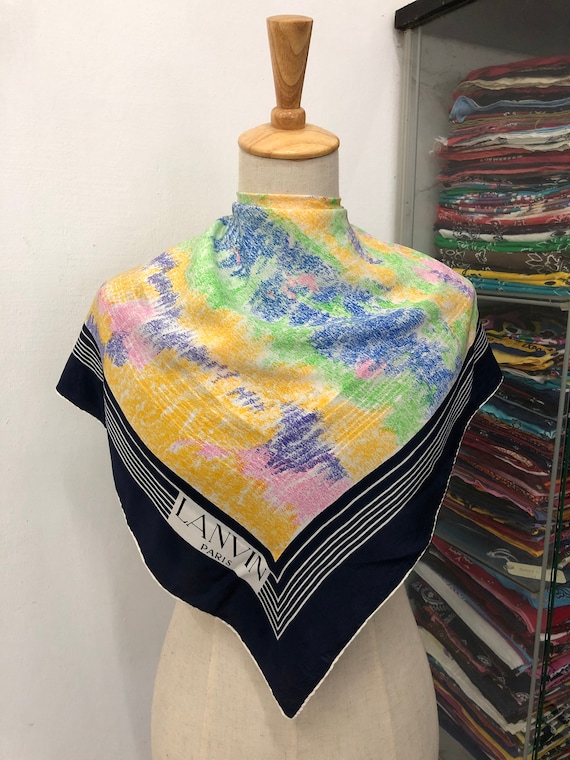 LANVIN PARIS VINTAGE ランバン　 パリス　ストール Vintage Lanvin Silk Scarf Lanvin Silk Muffler Vintage Lanvin Silk