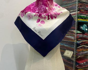 Vintage Nina Ricci Silk Scarf Nina Ricci Silk Shawl Nina Ricci Silk Muffler Vintage Nina Ricci Silk Neck Scarf Nina Ricci Foulards