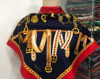 Vintage Marco Delli Italy Silk Scarf, Twill Silk Scarf, Vintage Neck Scarf, Vintage Neck Accessories, Vintage Italian Silk Scarf,