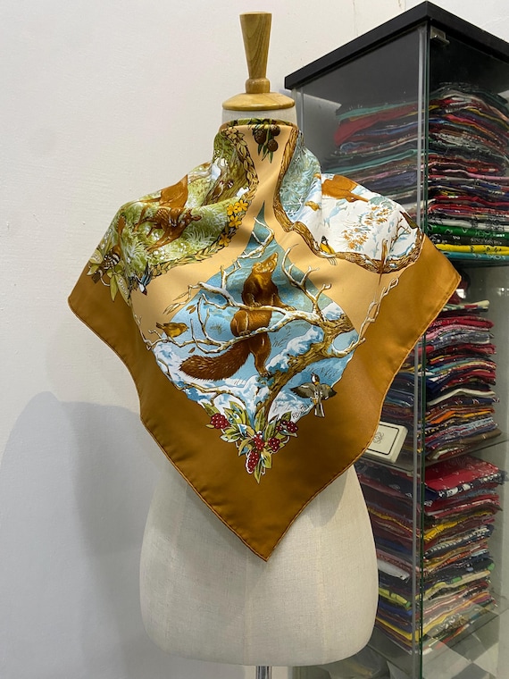 Vintage Hermes Les Quatre Saisons Silk Scarf Hermes 34x34 Hermes Silk Scarf Hermes Scarf Hermes Square Scarf Hermes Scarf