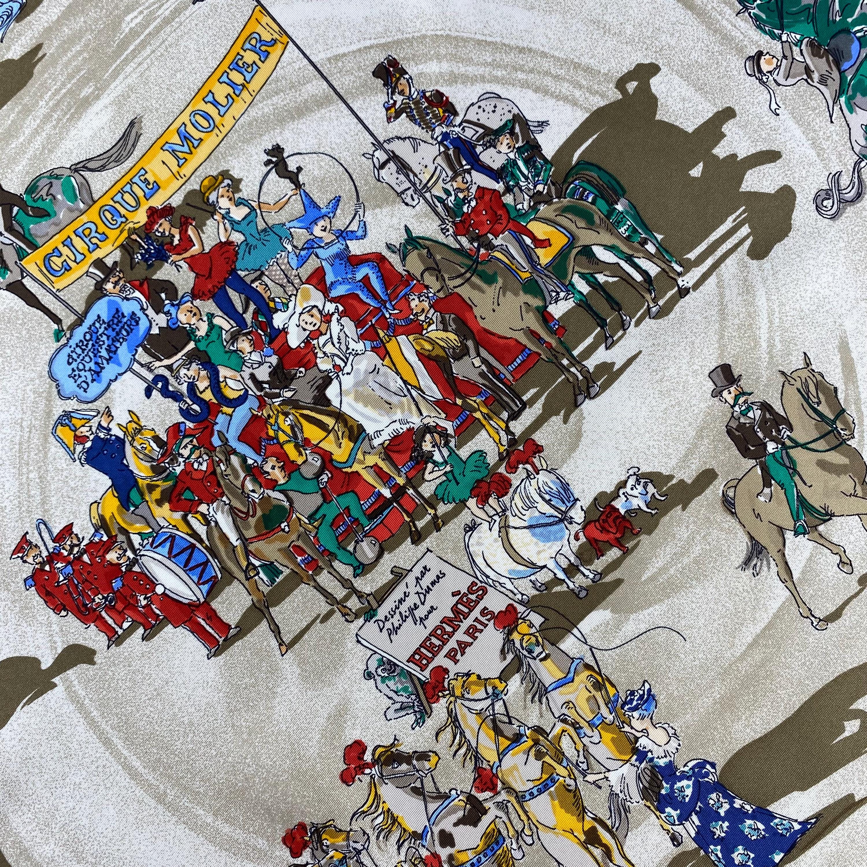 Vintage Hermes Cirque Molier Silk Scarf Hermes 34x34 Hermes Silk