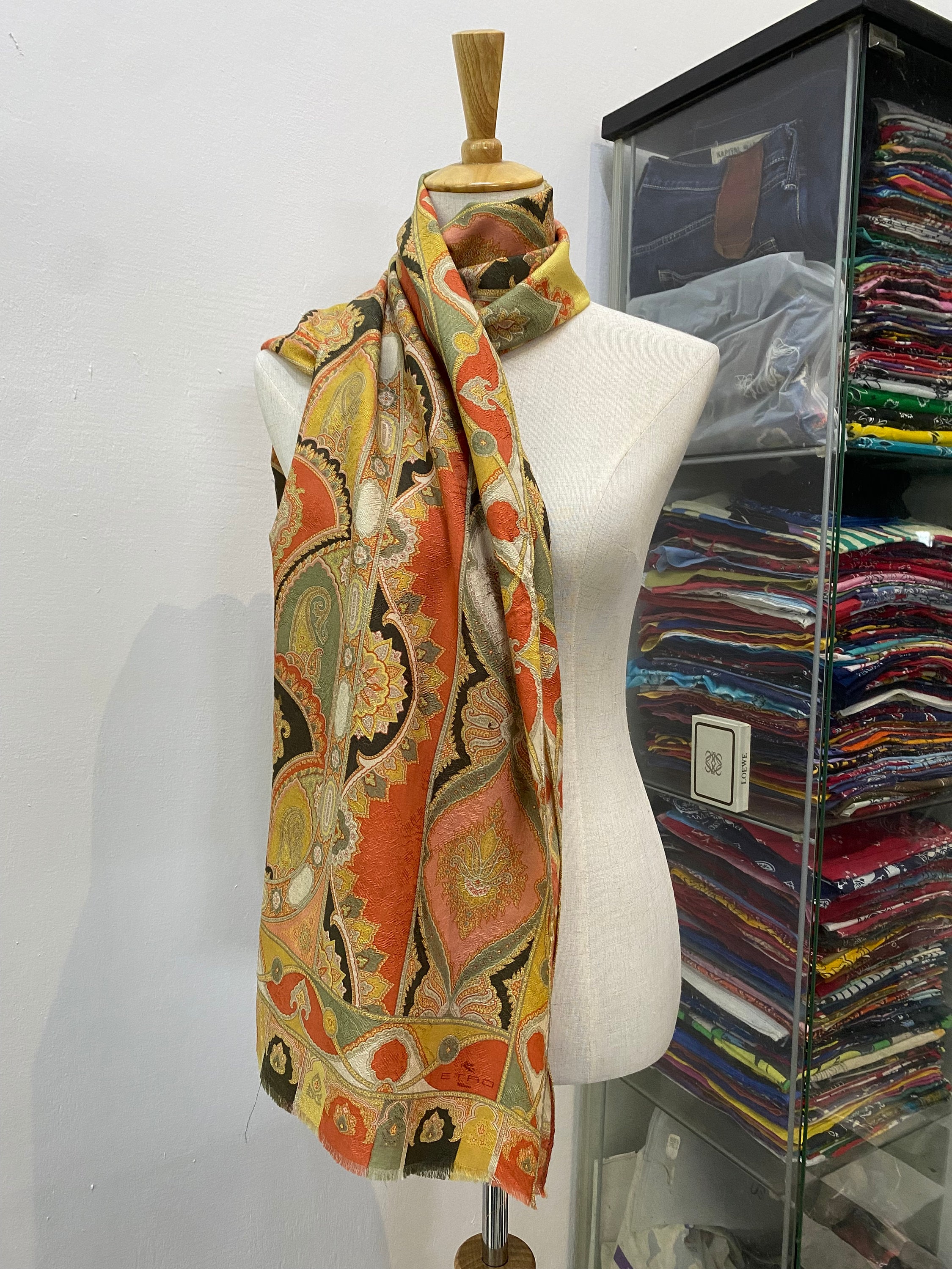 Vintage Etro Silk Scarf, Etro Paisley Scarf, Authentic Etro