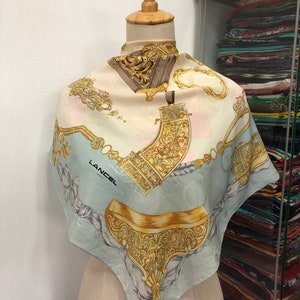 Vintage Lancel Silk Scarf Lancel Square Scarf Vintage Lancel Silk Muffler Vintage Flora Silk Scarf