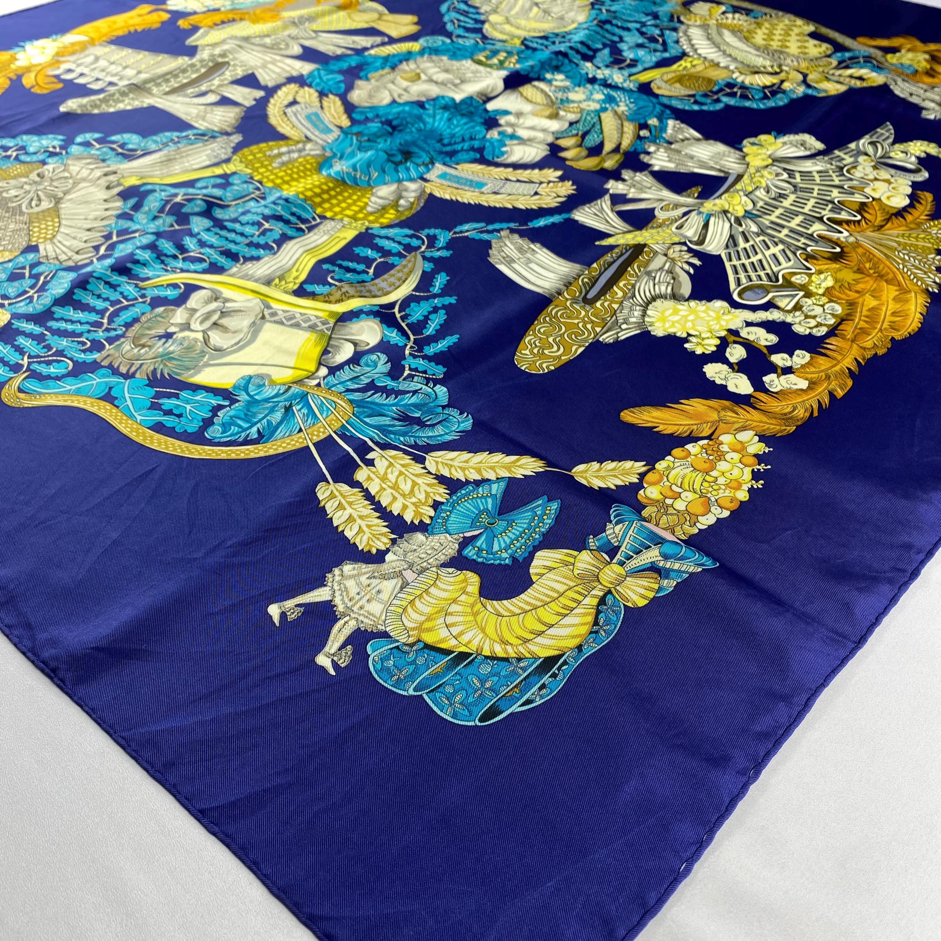 Vintage Hermes Chapeau Silk Scarf Hermes 34x34 Hermes Silk Scarf