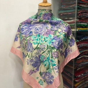Vintage Kimijima Silk Scarf,Twill Silk Scarf,Vintage Silk Muffler, Vintage Neck Scarf, Vintage Neck Accessories, Vintage Italian Silk Scarf,