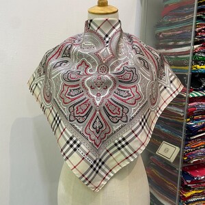 NWT Vintage Burberry Silk Scarf, Burberry Silk Muffler, Vintage Burberry Neckerchief, Burberry Silk Muffler, Vintage Burberry Shawl
