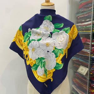 Vintage Chanel Silk Scarf , Chanel Silk Muffler, Vintage Chanel Shawl, Chanel Silk Neckerchief, Vintage Chanel Scarf, Chanel Paris Scarf