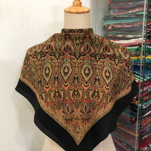 Vintage Silk Scarf, Twill Silk Scarf, Vintage Silk Muffler, Vintage Neck Scarf, Vintage Neck Accessories, Vintage Italian Silk Scarf,