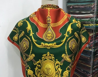 Szal z jedwabiu w stylu vintage Erre, szalik z jedwabiu w stylu vintage, szalik z jedwabiu w stylu vintage z lat 80., klasyczny szalik jedwabny w stylu vintage, szal w stylu vintage z lat 80.