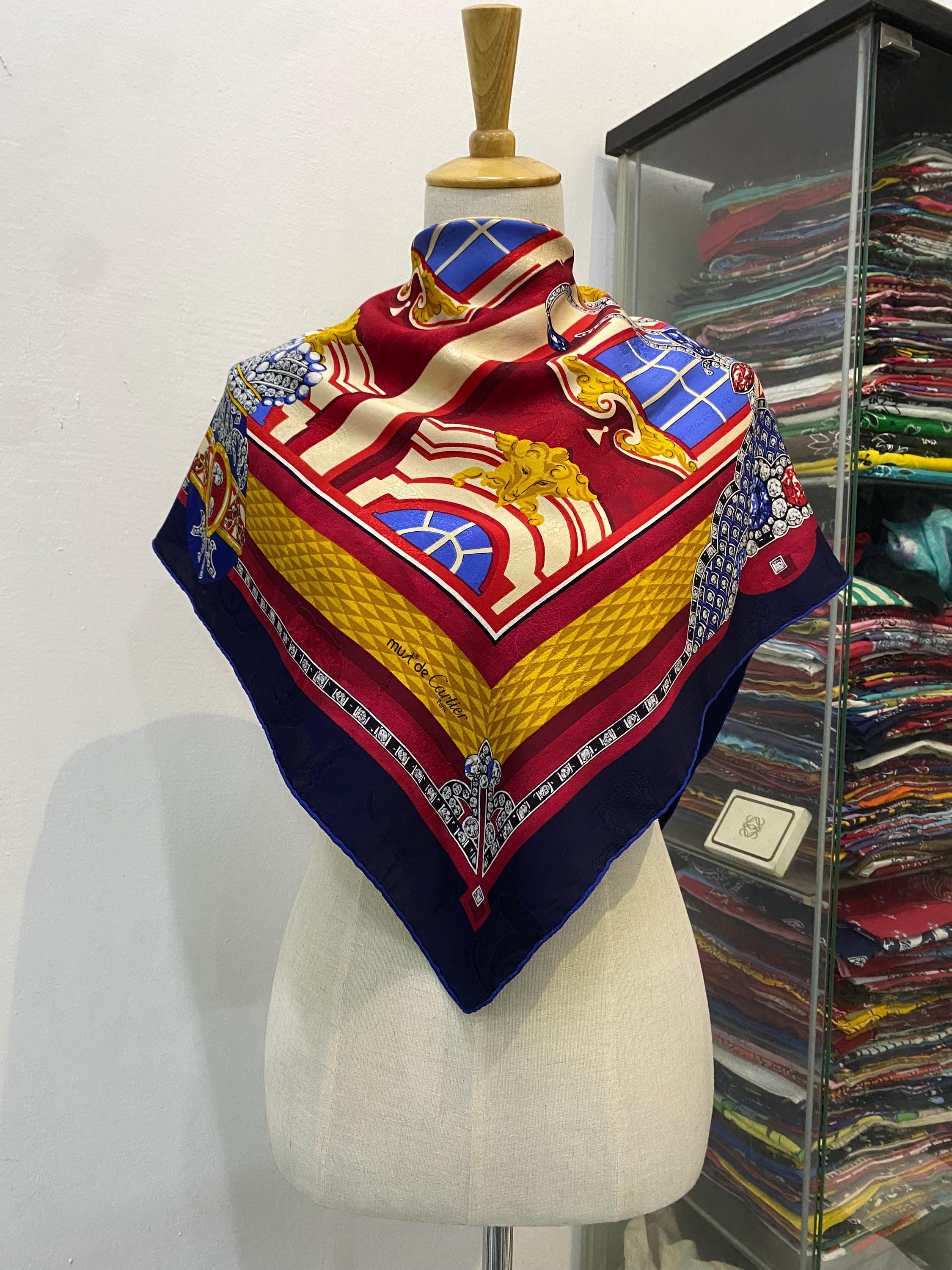 ヴィンテージ カルティエ シルクスカーフ、マスト ドゥ カルティエ