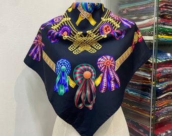 Vintage Hermes Les Rubans Du Cheval Jedwabny szal Hermes Kwadratowy szalik Vintage Hermes Jedwabny szal Hermes Kwadratowy szalik Vintage Hermes Chustki