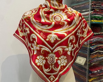 Foulard Vintage En Soie Nina Ricci - Multicolore Floral, Occasion En Bon état