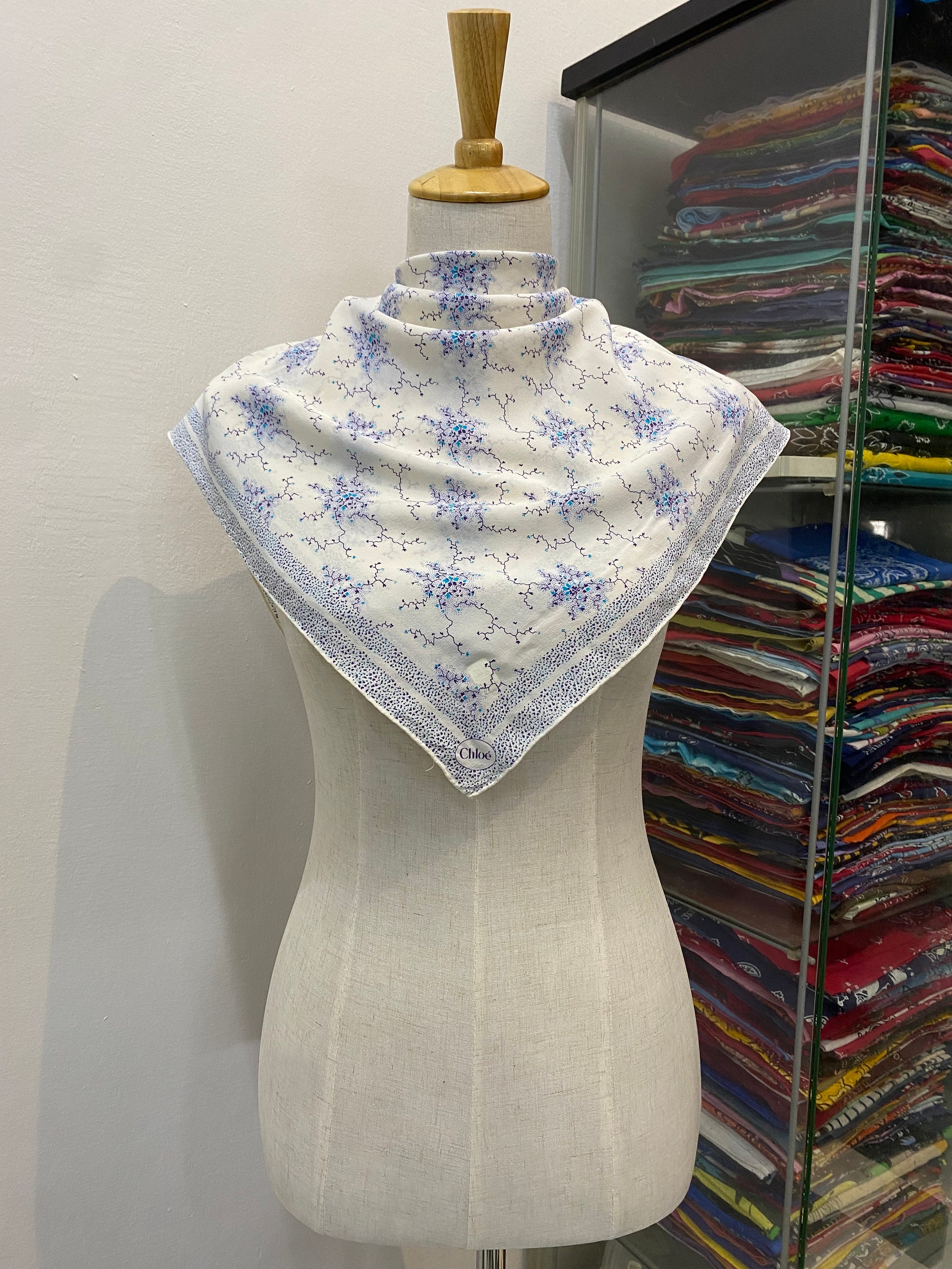 Vintage Chloe Silk Scarf, Vintage Designer Scarf, Chloe
