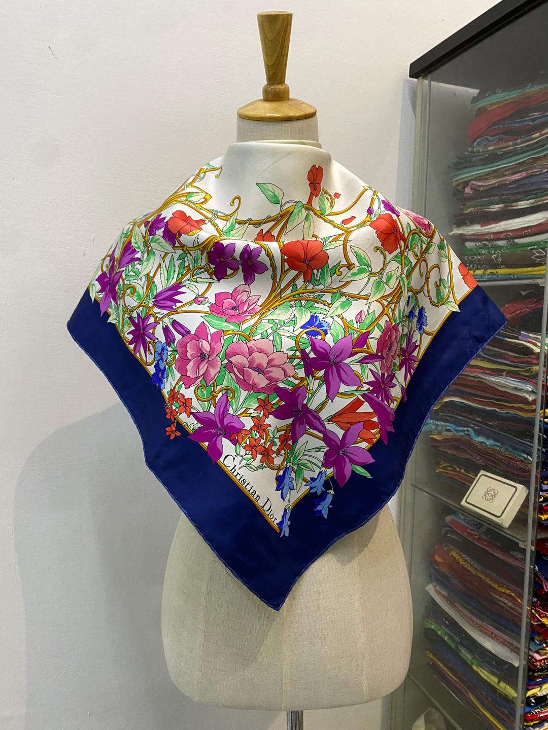 Vintage Christian Dior Trotter Silk Scarf Neckerchief Neckwear