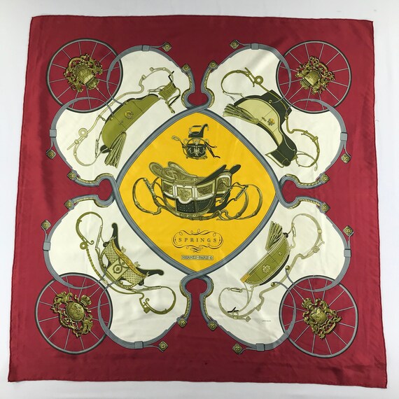 HERMES SPRINGS シルクスカーフ Vintage Hermes Springs Silk Scarf by Philippe Ledoux Hermes 34x34
