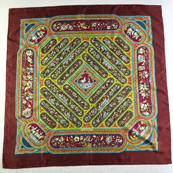 Vintage Hermes Silk Scarf , Hermes Qalamdan, Hermes Silk Scarf